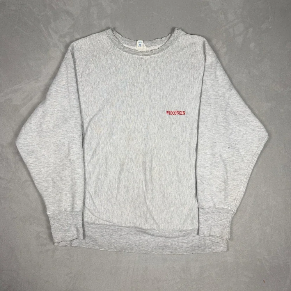 90s Mens Champion Reverse Weave Wisconsin Distressed Sweatshirt XL